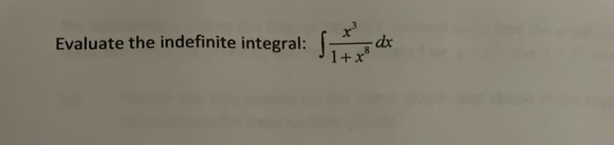 Evaluate the indefinite integral:
x³
1+x8
dx