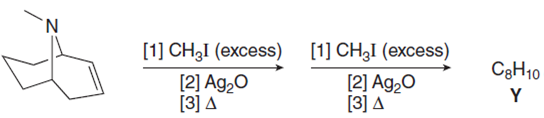 'N.
[1] CH3I (excess) [1] CH,I (excess)
C3H10
[2] Ag20
[3] A
[2] Ag20
[3] A
