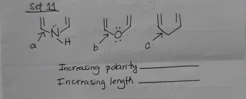 set 11
Increasing polarity
Increasing length
