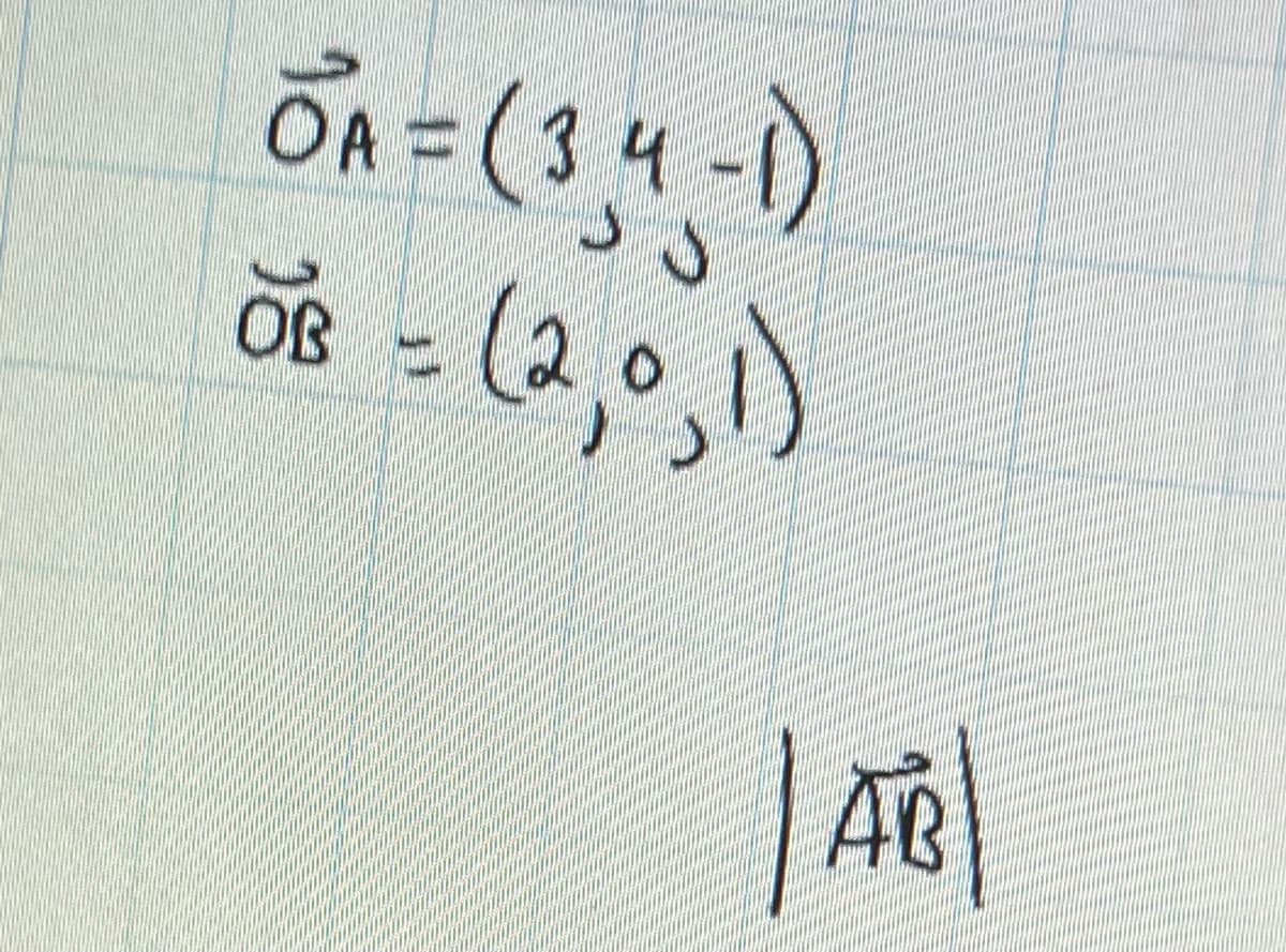 OA
5 = (3-1)
63 - (2)
OB
|
AB