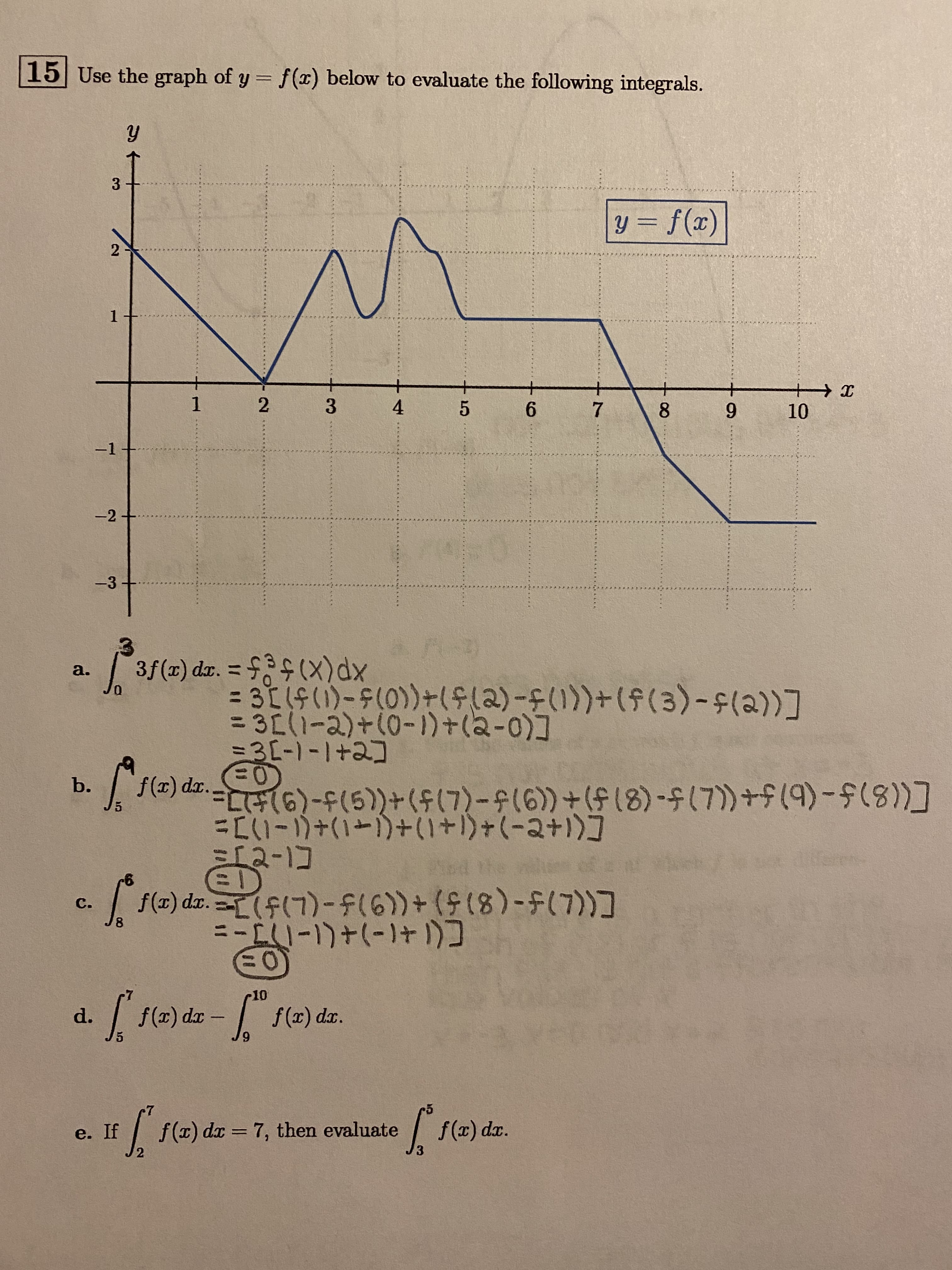 10
d.
f(x) dx -
f(r) dz.
6.
e. If
f(T) dx = 7, then evaluate
f(x) da.
%3D

