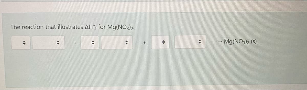 The reaction that illustrates AH°; for Mg(NO3)2-
- Mg(NO;)2 (s)
