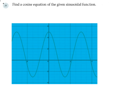Find a cosine equation of the given sinusoidal function.
JY
