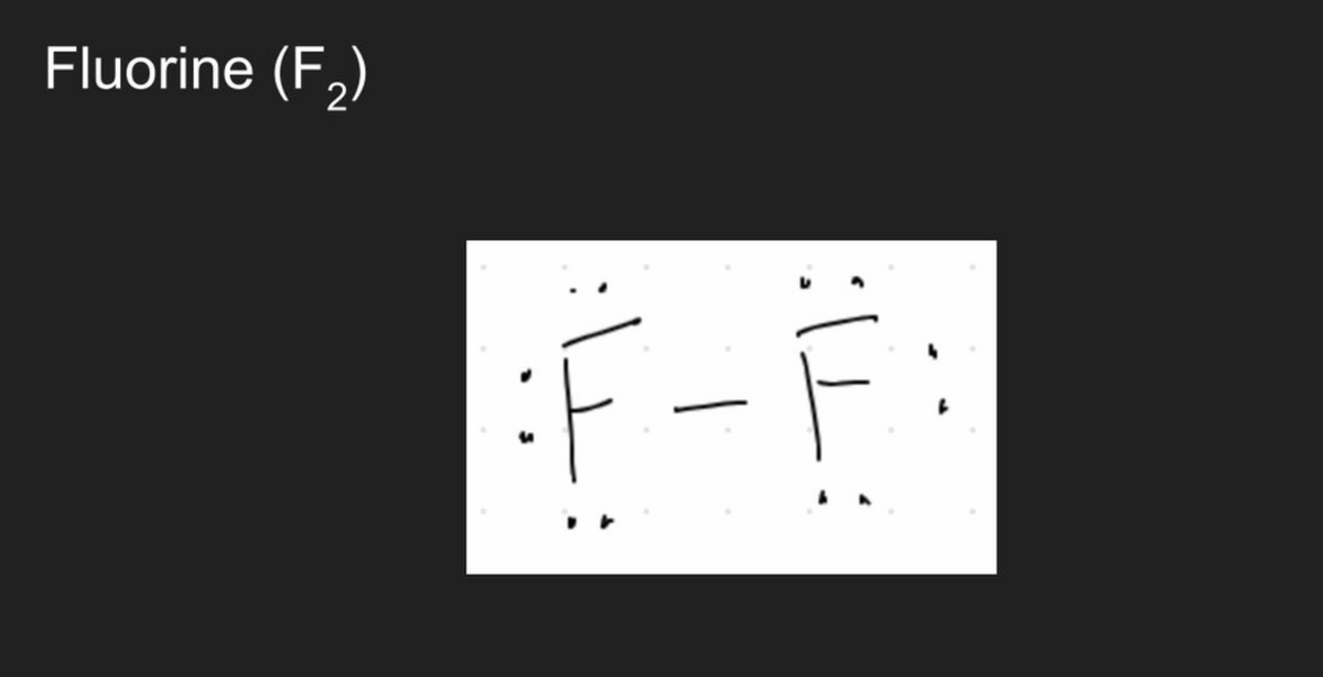 Fluorine (F,)
:F-F
