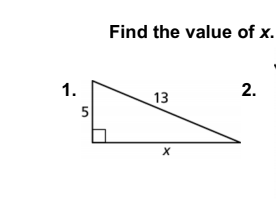 Find the value of x.
1.
13
5
2.
