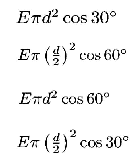 End? cos 30°
2
ET (:) cos 60°
End cos 60°
2
En () cos 30°
