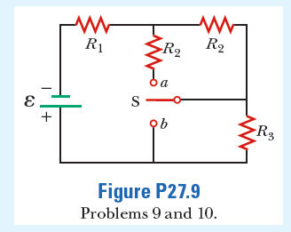 R1
R2
R2
a
S-
+
R3
Figure P27.9
Problems 9 and 10.
