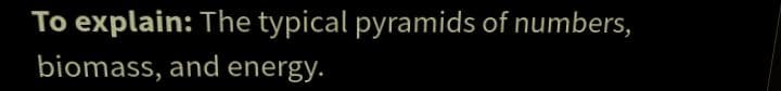 To explain: The typical pyramids of numbers,
biomass, and energy.
