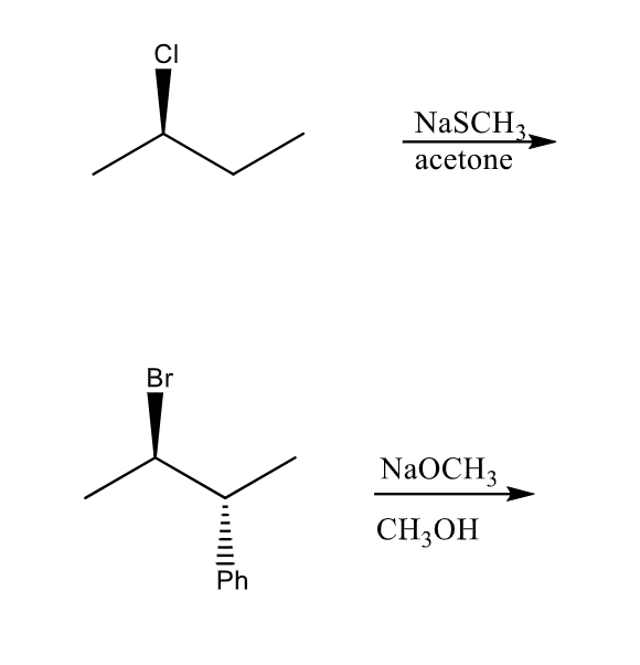 CI
Br
>....
Ph
NaSCH3,
acetone
NaOCH3
CH3OH