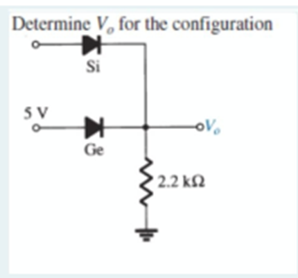 Determine V, for the configuration
Si
5 V
Ge
2.2 kN
