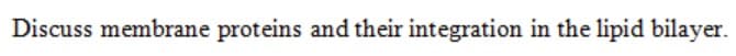Discuss membrane proteins and their integration in the lipid bilayer.
