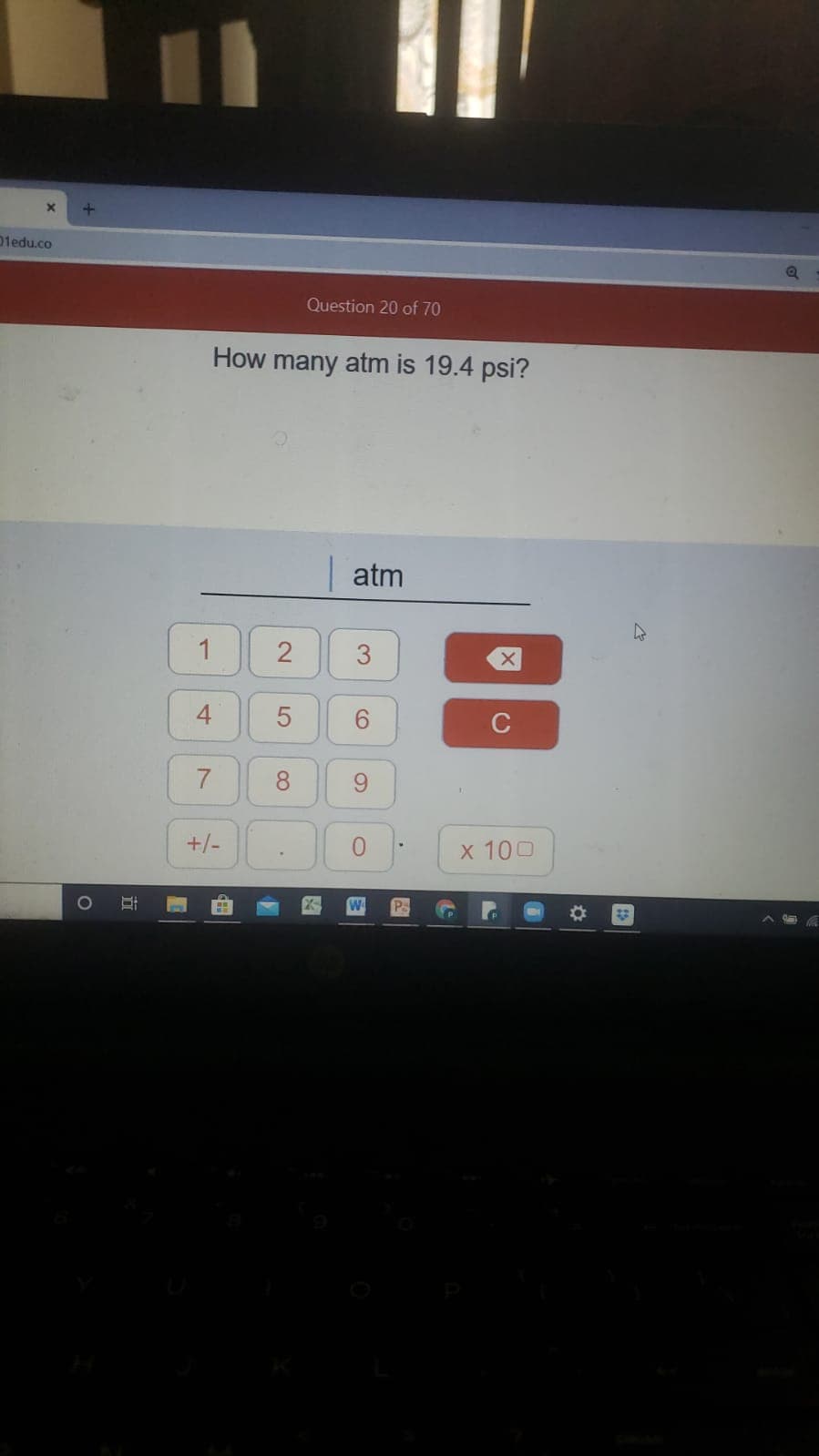 How many atm is 19.4 psi?
