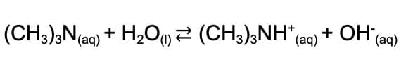 + OH (aq)
(CH3)3N(aq) + H20)2 (CH3);NH*(aq)
