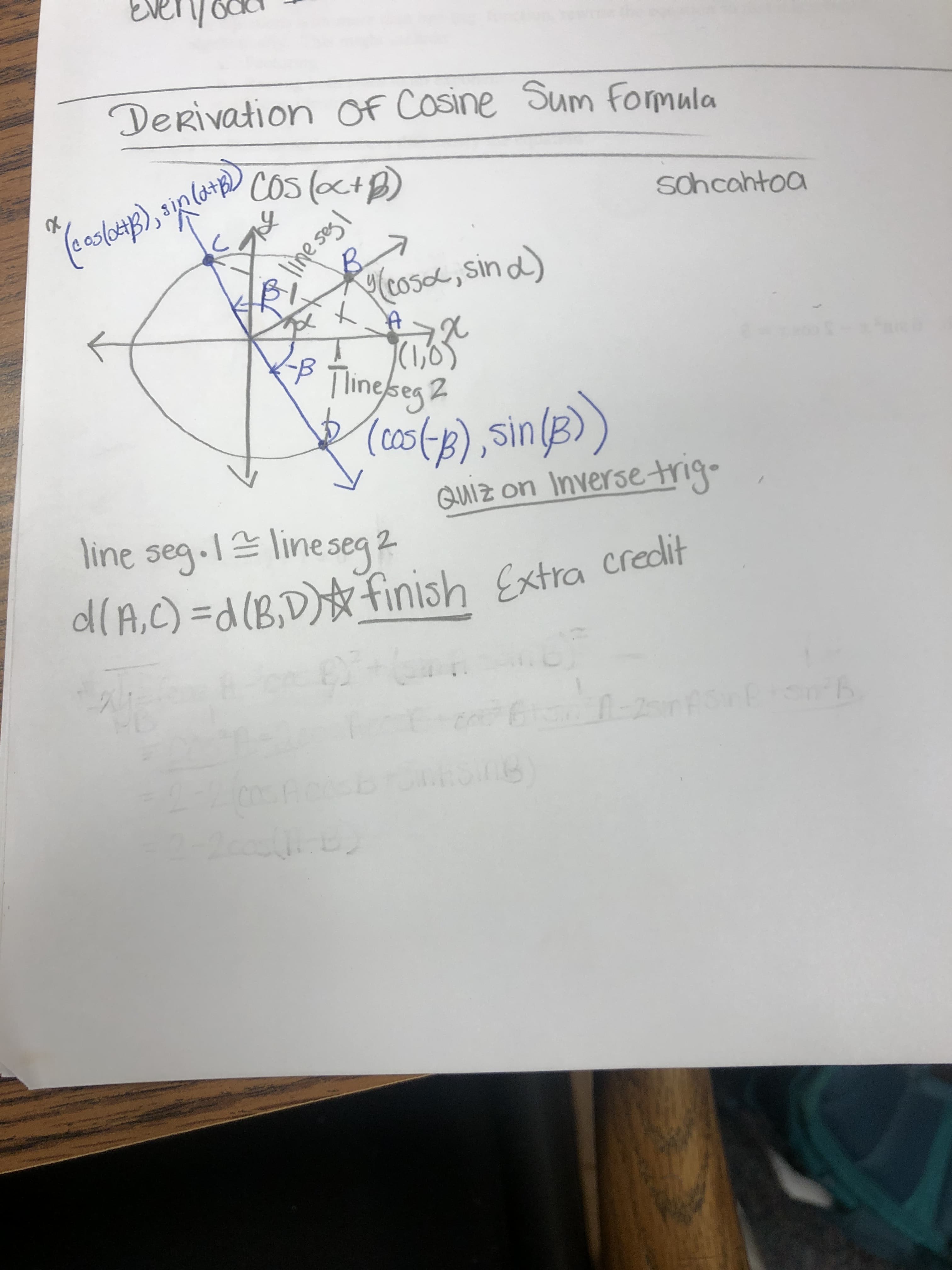 Derivation Of Cosine Sum formula
Cos (otp)
easotp).
sohcahtoa
ine ses
sin d
(1,65
Tlineses 2
(cas),Sin
QUIZ on Inversetrig
line seg.1
lineseg 2
dlA.C) d(BD finish Extra credlit
6
1-2 n for
snf B
Sine
2cadlu
