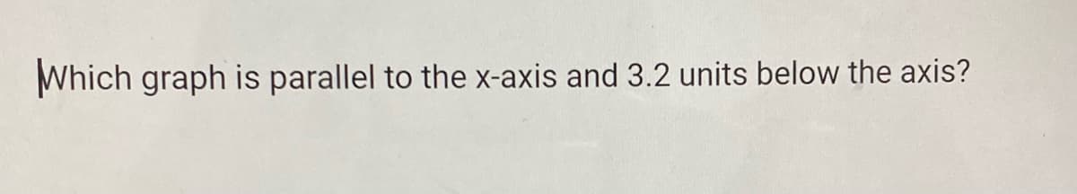 Which graph is parallel to the x-axis and 3.2 units below the axis?
