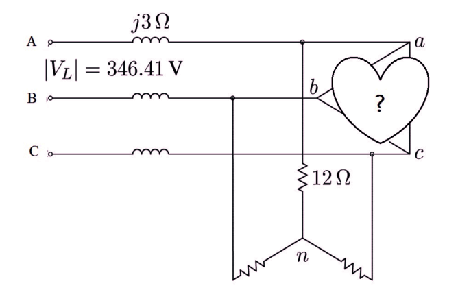j3N
|VL| = 346.41 V
A o
B
Co
b
Σ12Ω
n
?
a