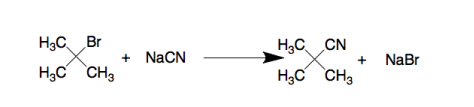 H3C Br
H3C CN
+ NaCN
NaBr
+
H;C CH3
H3C CH3
