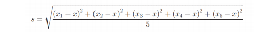 (1- a)² + (x2 – x)² + (®3 – x)² + (x4 – x)² + (x5 – æ)²
