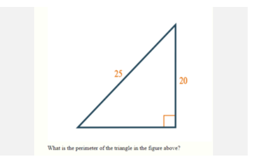 25
20
What is the perimeter of the triangle in the figure above?

