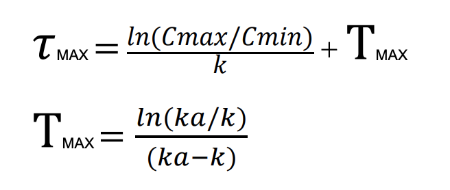 T MAX
IMAX
In(Cmax/Cmin) + Tux
MAX
k
In(ka/k)
(ka-k)