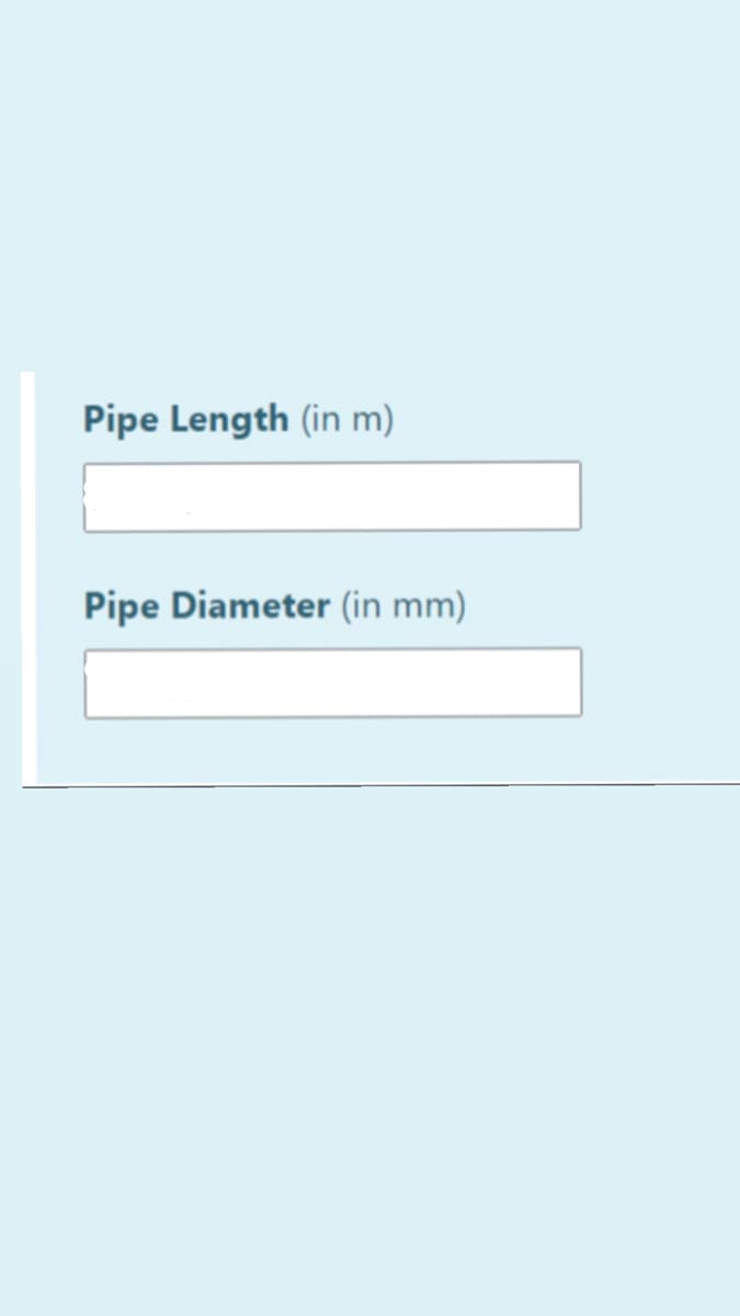 Pipe Length (in m)
Pipe Diameter (in mm)
