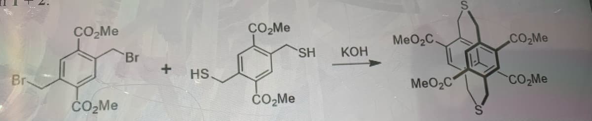 CO,Me
CO,Me
MeO2C.
CO2M.
Br
SH
КОН
HS
Br-
MeO2C
CO2M
ČO,Me
ČO,Me
