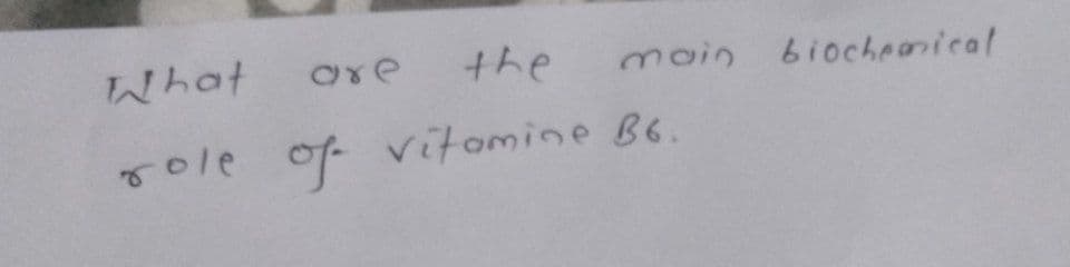 What
ore
the
main biocheanical
role of vitomine B6.
of
