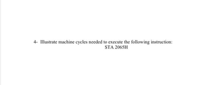 Illustrate machine cycles needed to execute the following instruction:
STA 2065H
