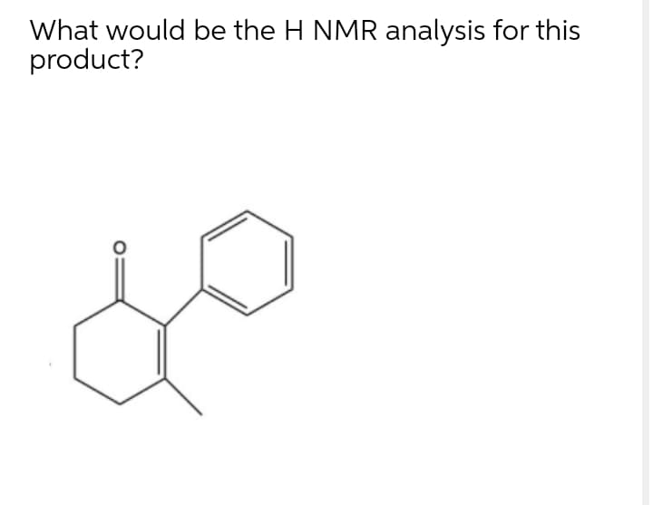 What would be the H NMR analysis for this
product?
