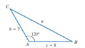a
b = 7
120°
В
A
c = 8
