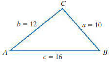 C
b = 12
a = 10
A
В
c = 16
