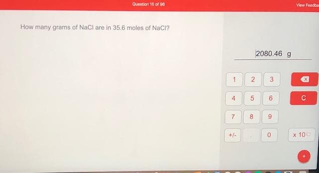 How many grams of NaCl are in 35.6 moles of NaCl?
