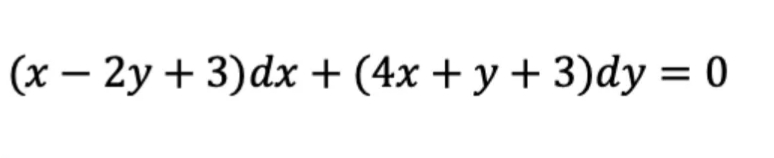 (x – 2y + 3)dx + (4x + y + 3)dy = 0
