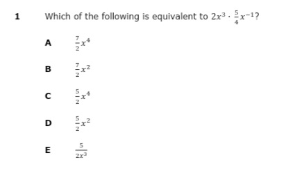 Which of the following is equivalent to 2x³ .x-1?
A
B
D
5
NIN
NIN

