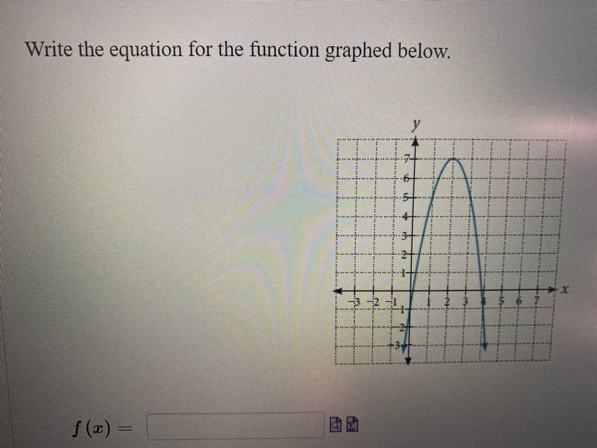 Write the equation for the function graphed below.
大
f (x) =
E辦鮮
于所其 N
中
拼
并 期 護莊
中
無
其E 莊
我
排
拼
土
****
其
其
算 算
接 生要于 描 E
主 排 兼 著排基其 拼 讲 其主
