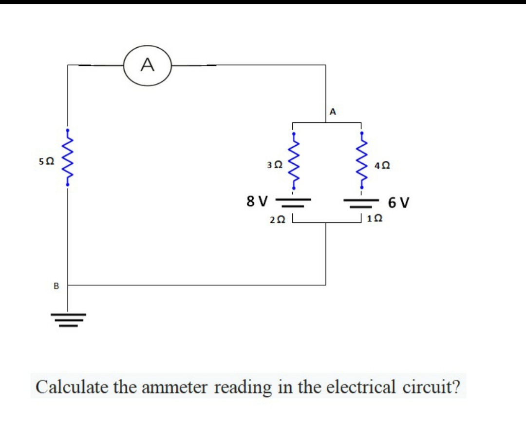 Calculate the ammeter reading in the electrical circuit?
