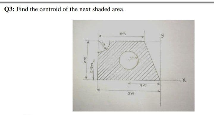 Q3: Find the centroid of the next shaded area.
4m
