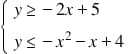 y > - 2r + 5
ys -x? -x+4
