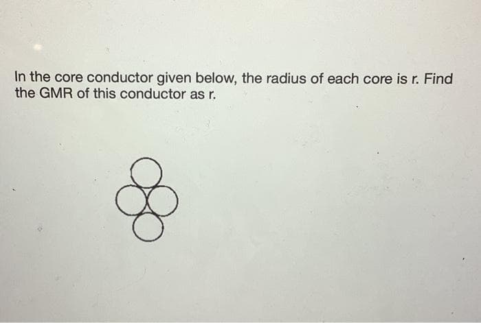 In the core conductor given below, the radius of each core is r. Find
the GMR of this conductor as r.