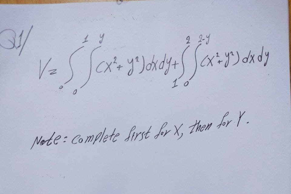 2 2-y
Vz
4
Mote: Complete Sirst for X, then for Y.
