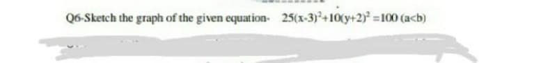 Q6-Sketch the graph of the given equation- 25(x-3)+10(y+2) =100 (acb)
