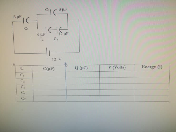 8 µF
6 μF
6 μF
C3
C4
12 V
C
C(uF)
Q (HC)
V (Volts)
Energy (1)
C
C2
C3
C4
CT
