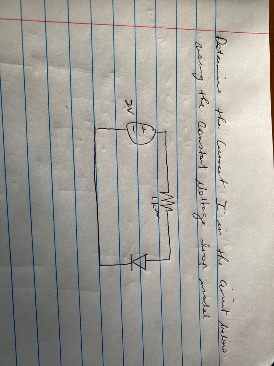 Determine the Cuoreat I in the
amut below
arsing the constant Noltoge drop anodel
