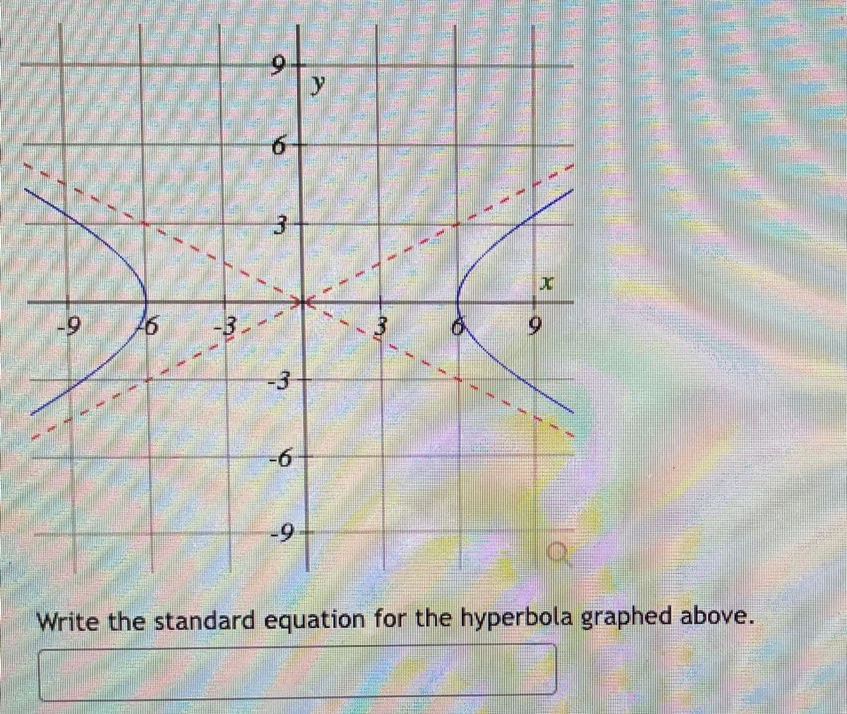 3.
6.
-3
-6
6.
Write the standard equation for the hyperbola graphed above.
