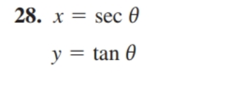 x = sec 0
y = tan 0
