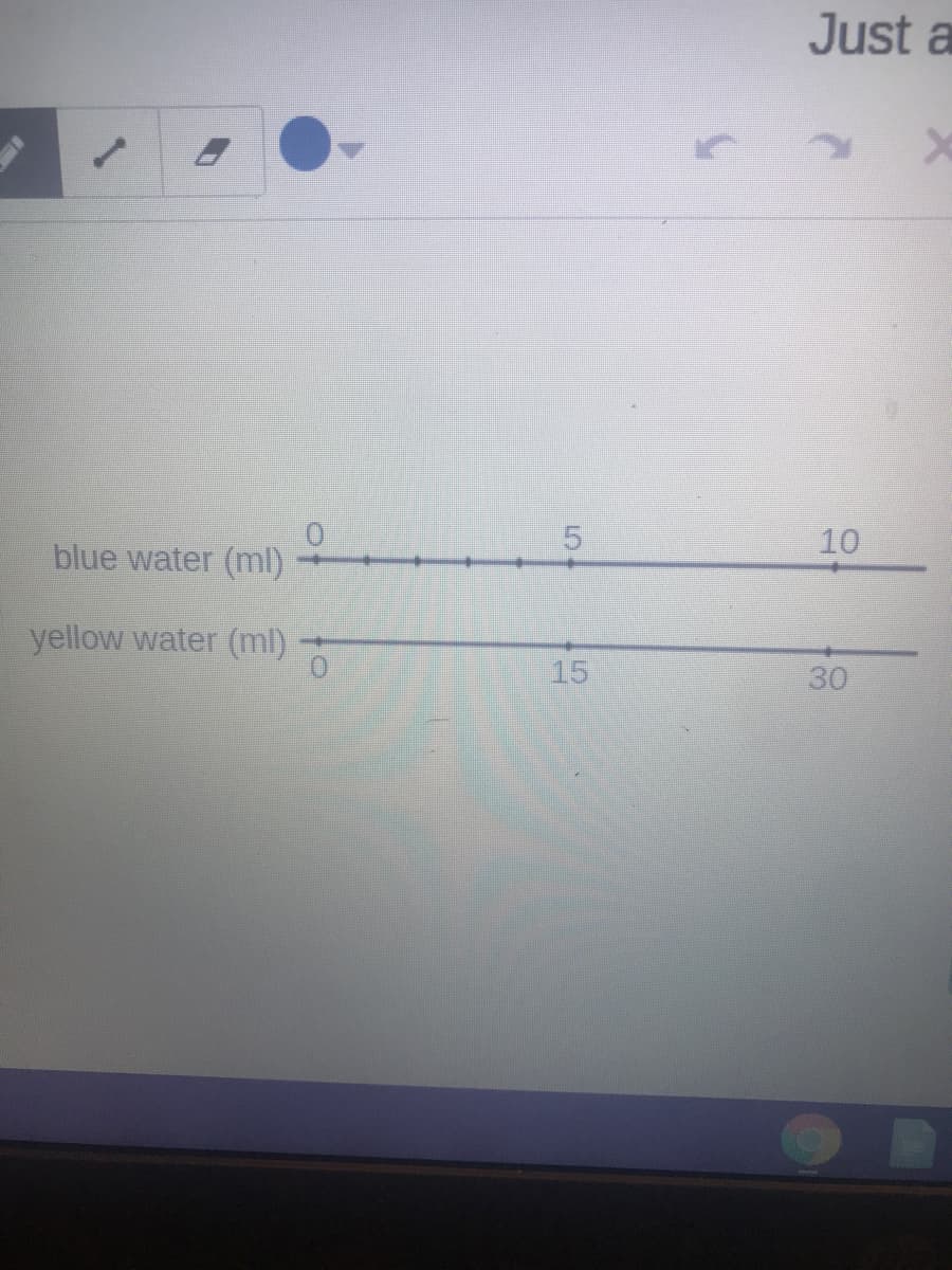 Just a
10
blue water (ml)
yellow water (ml)
30
5.
15
