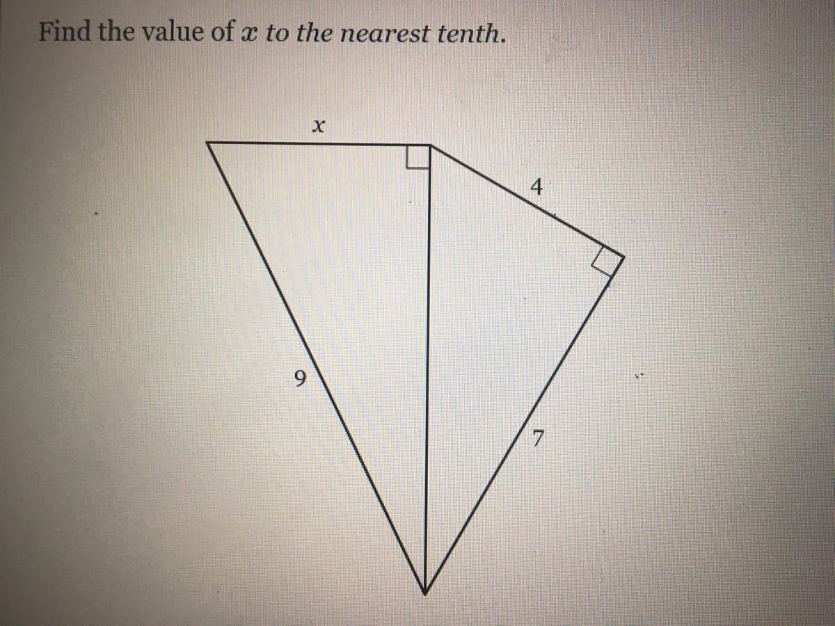 Find the value of x to the nearest tenth.
4
