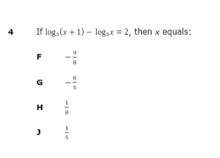 If log, (x + 1) – log,* = 2, then x equals:
F
H
