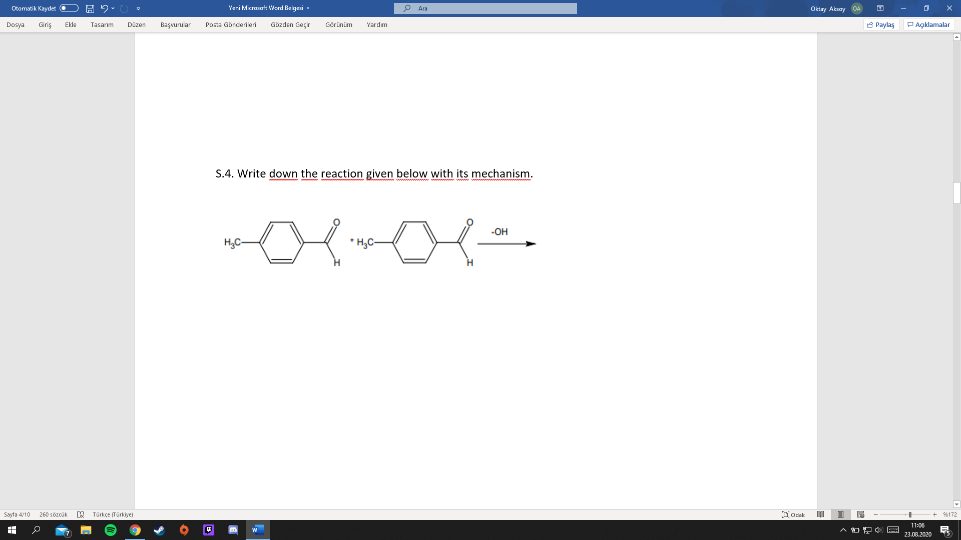 S.4. Write down the reaction given below with its mechanism.
m wwm
www
www
-OH
H;C-
* H;C-
