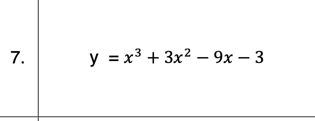 7.
y = x3 + 3x2 –- 9x – 3
